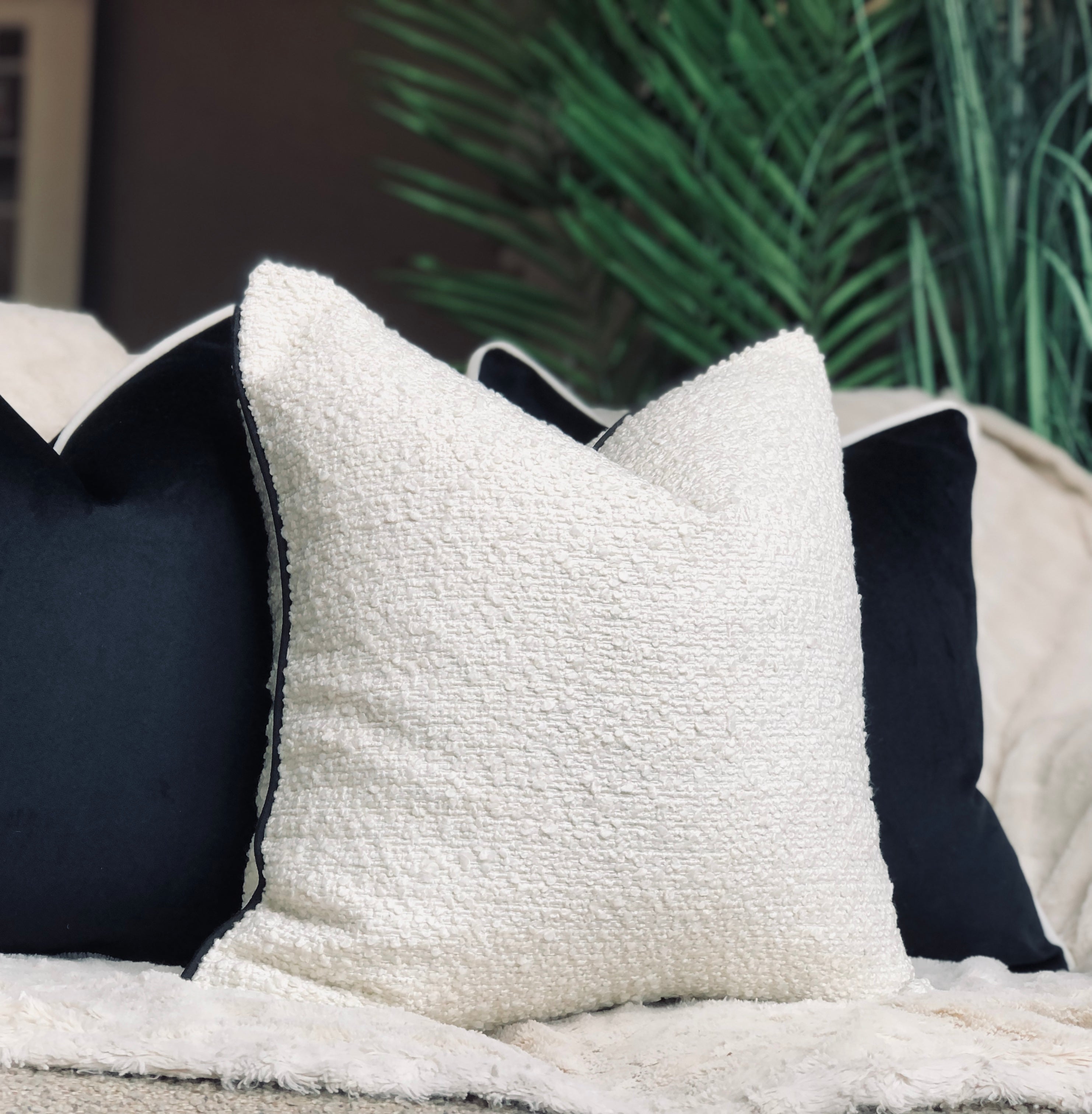 Black fuzzy pillow best sale