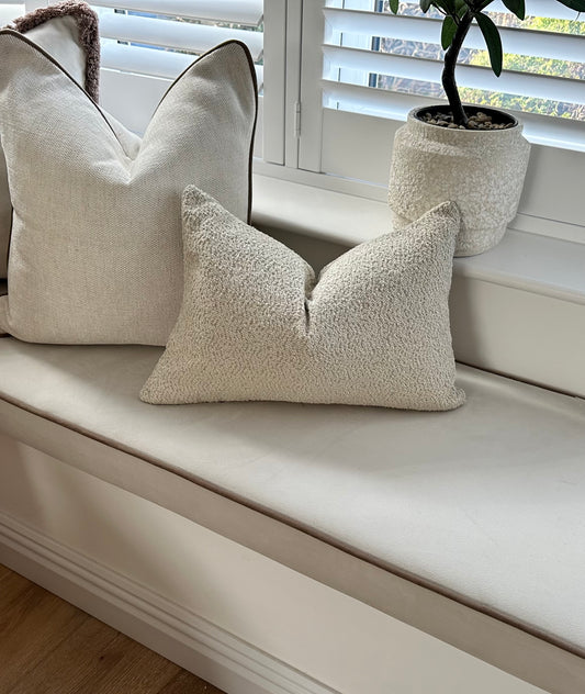 Cream boucle lumbar pillow