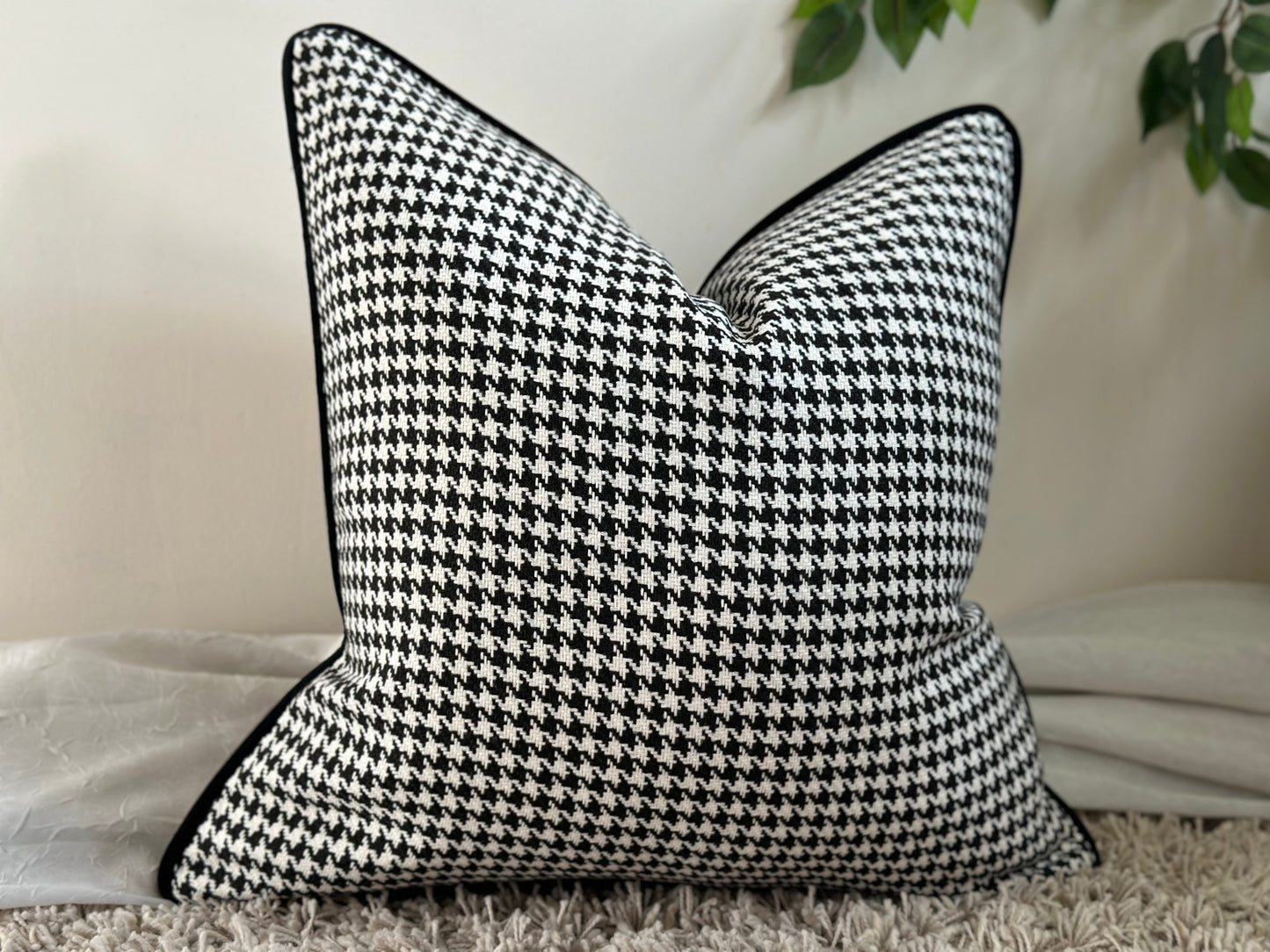 Black and white dogtooth pillow