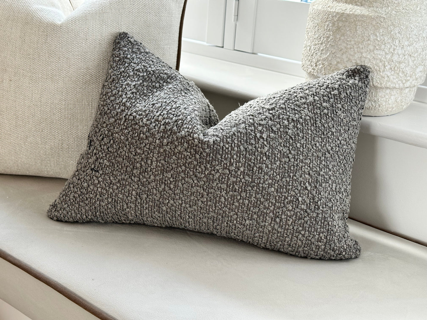 Grey the boucle rectangle cushion