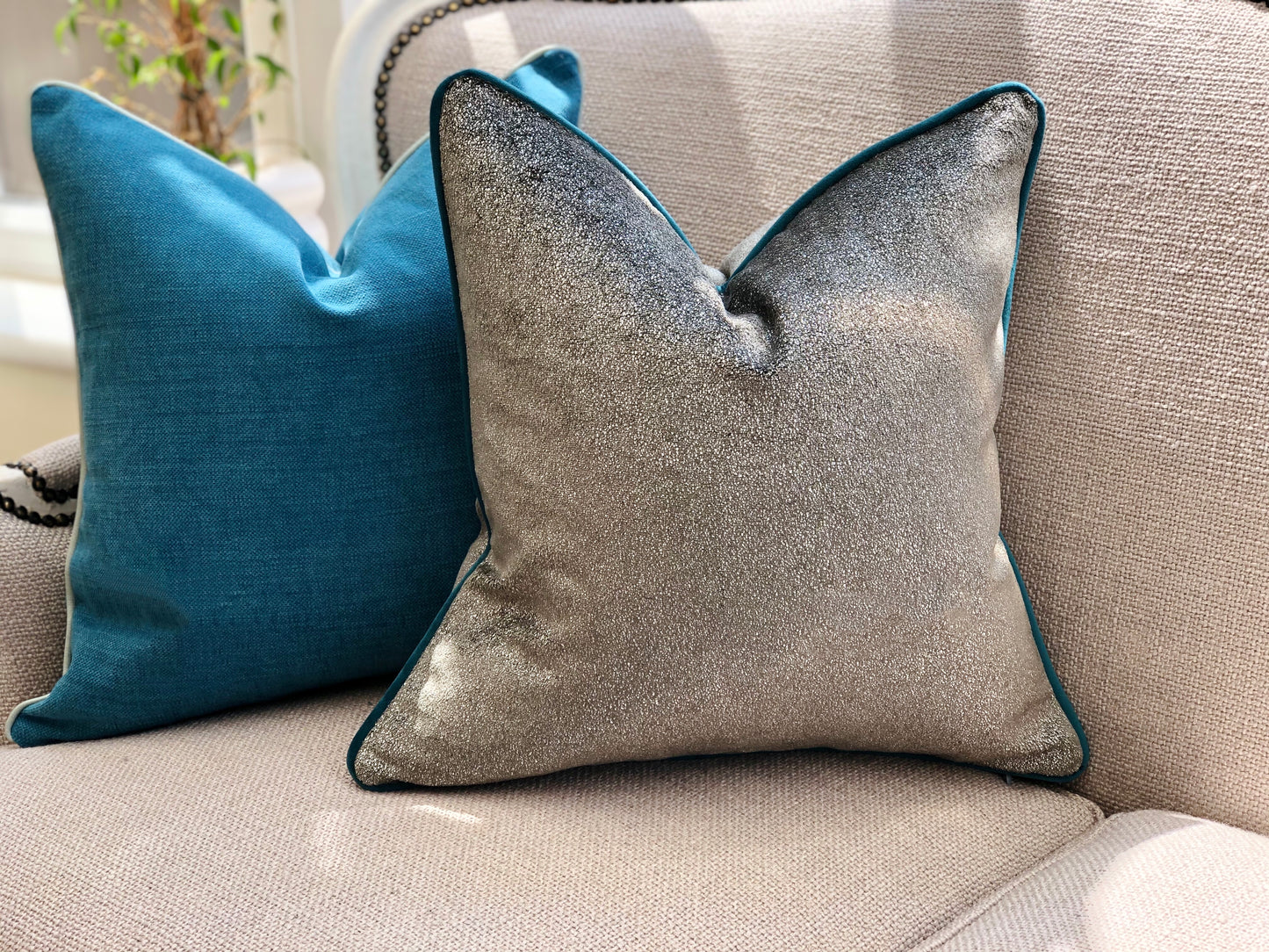 Luxury grey velvet pillow