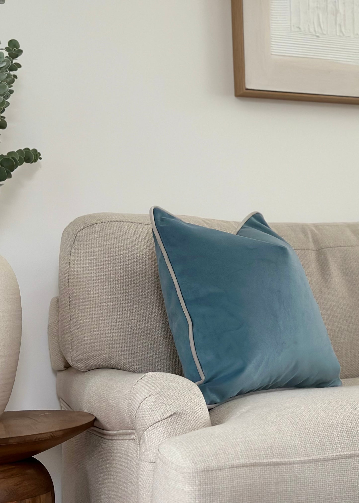 SKY BLUE | Piped Cushion - More Sizes and Trim Colours