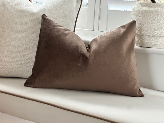 Brown velvet rectangle cushion