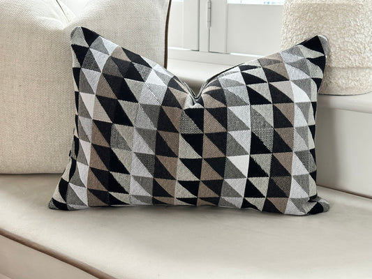 Black and grey geometric cushion cover