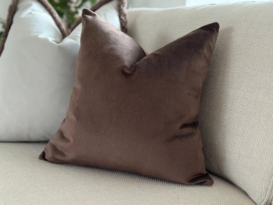 Chocolate brown velvet scatter cushion 