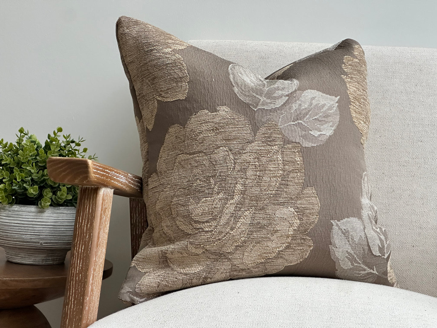 Beige Floral Cushion Cover - Last 2