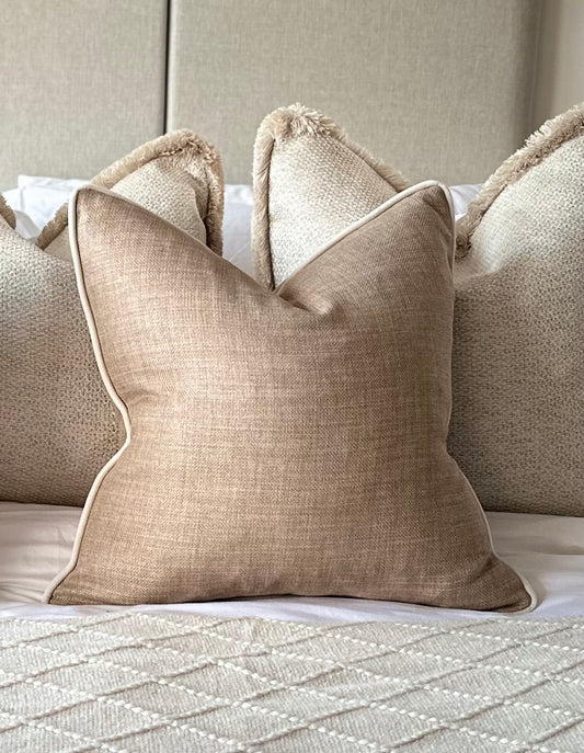 ALBA BEIGE | Fringe or Piped Cushion