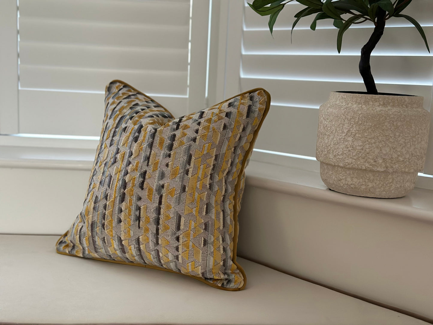 VELLUTO YELLOW | Fringed or Piped Cushion - More Size and Trim Colours