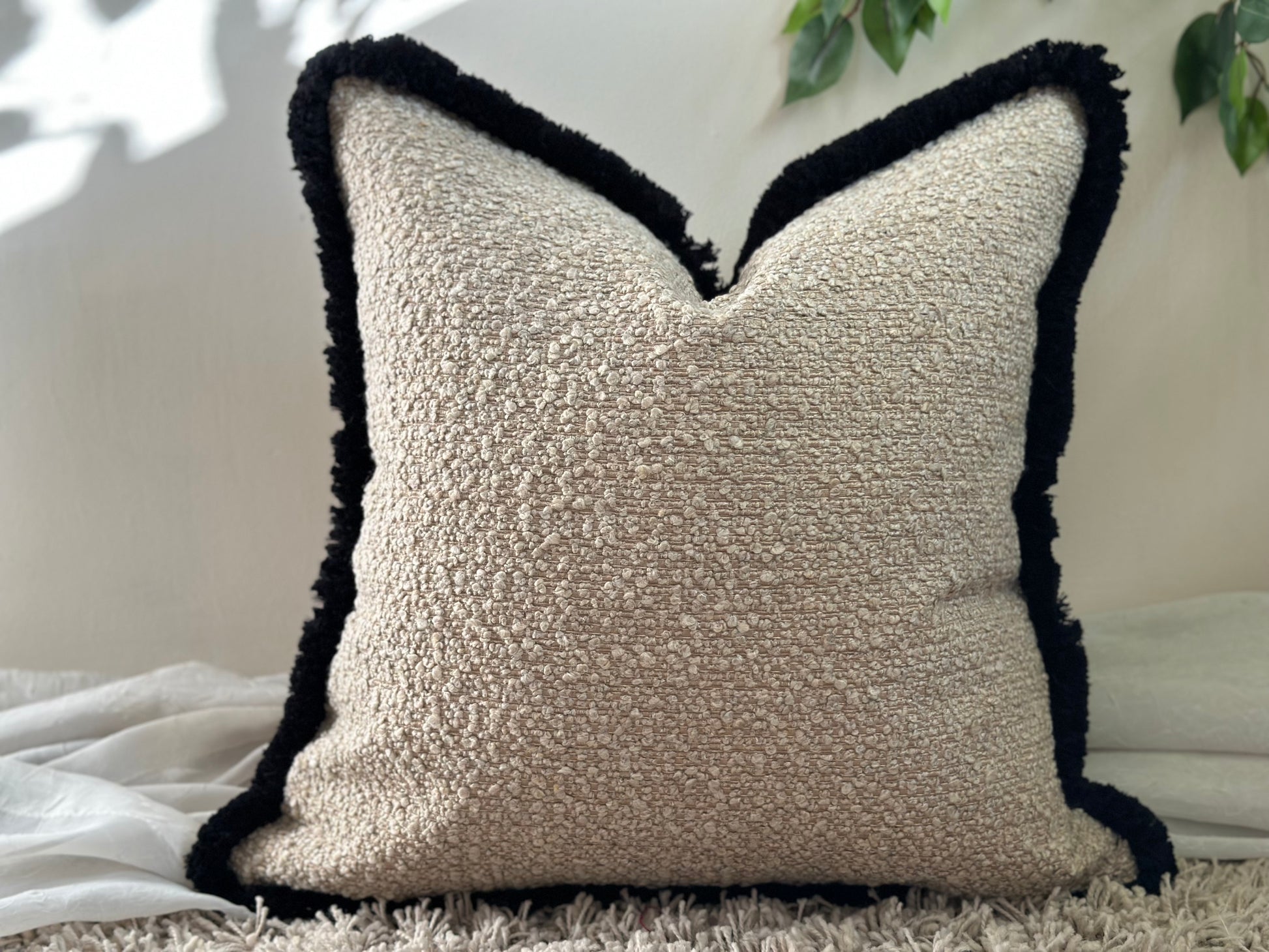 Modern farmhouse decor, luxury fringe pillows