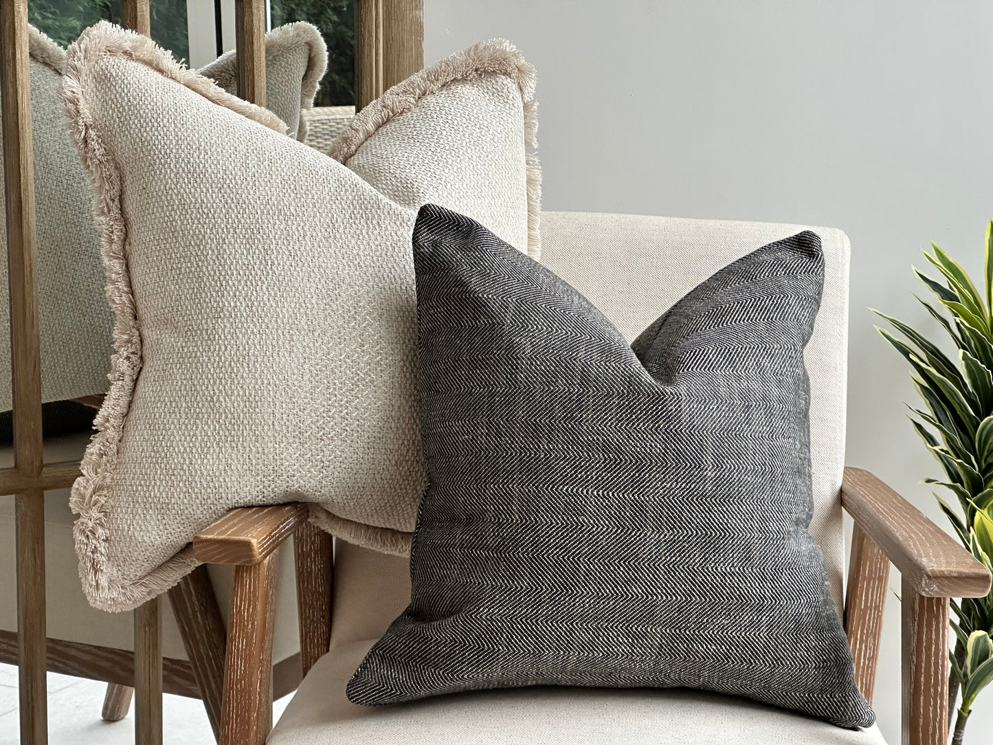 Black herringbone cushion 