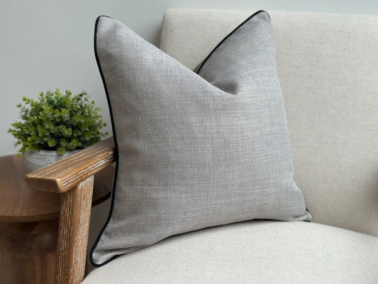 Grey Cushion Cover with Black Piping 45x45cm