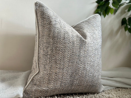 Textured weave cushion grey and white