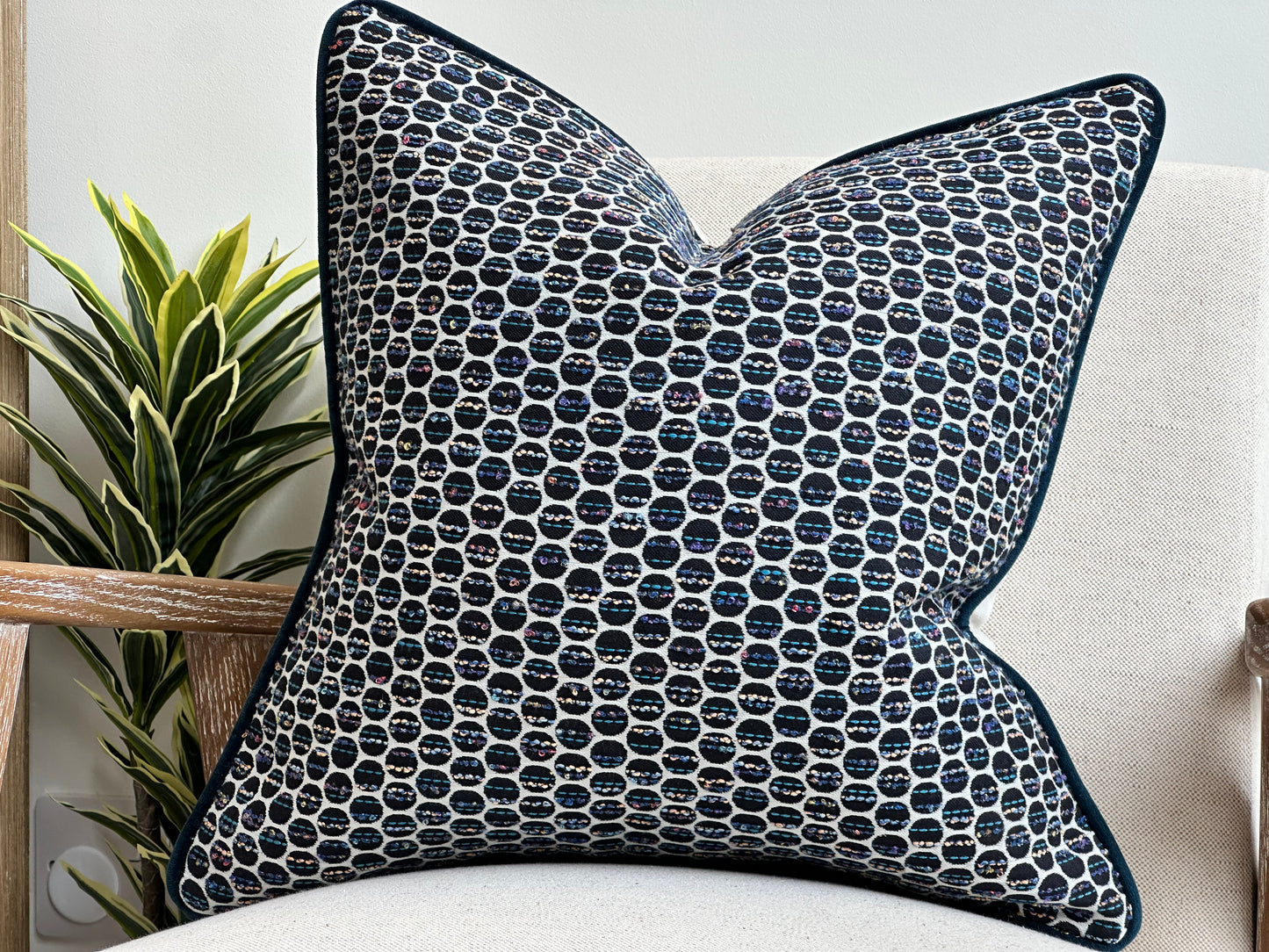 Blue Decorative cushion with Piping - Limited Stock