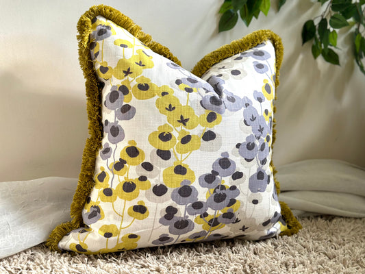 Luxury floral fringe pillow