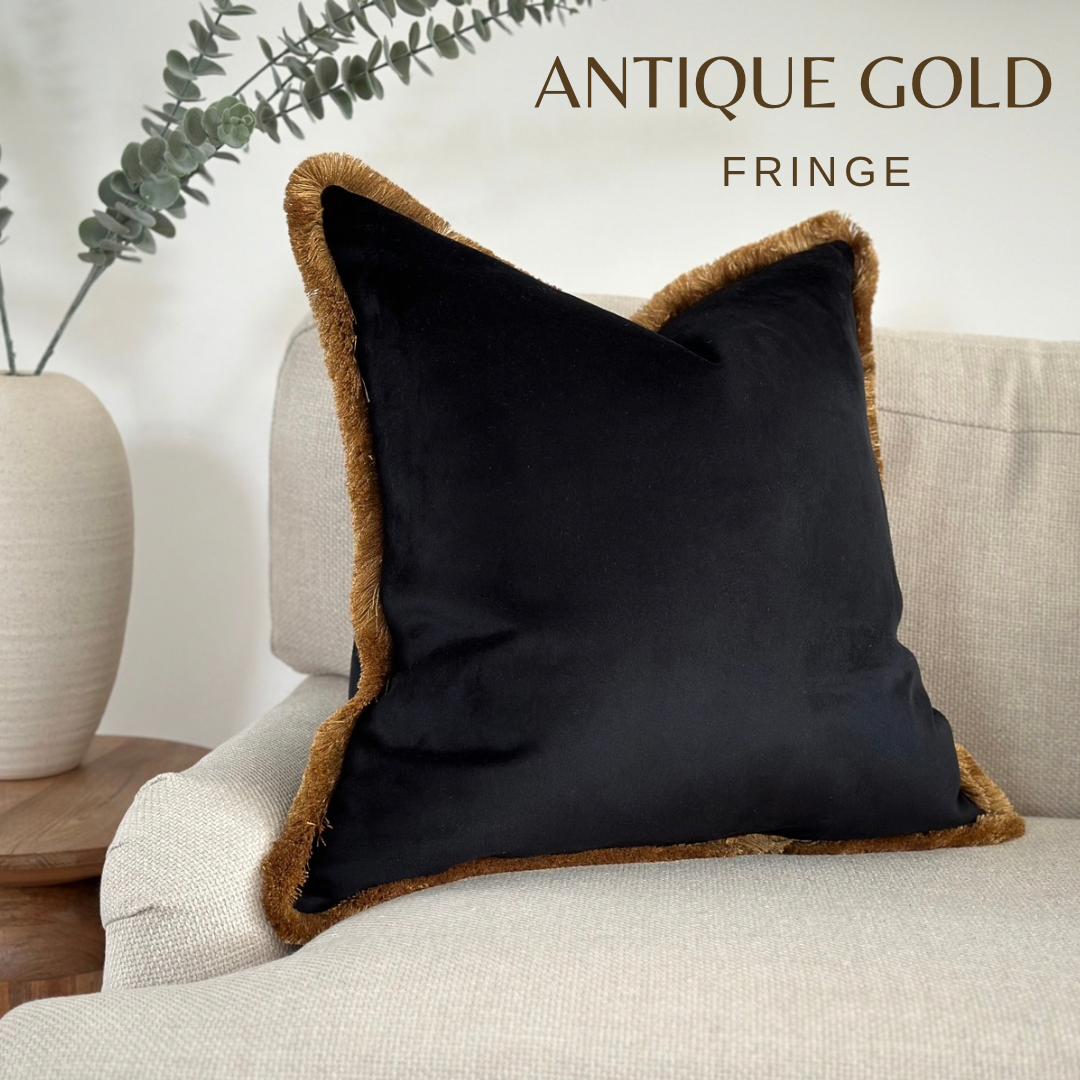 Black Cushion with Fringe Luxury Home Decor Shop Now thecosycushionshop