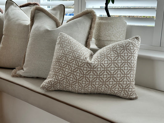 Luxury beige geometric cushion