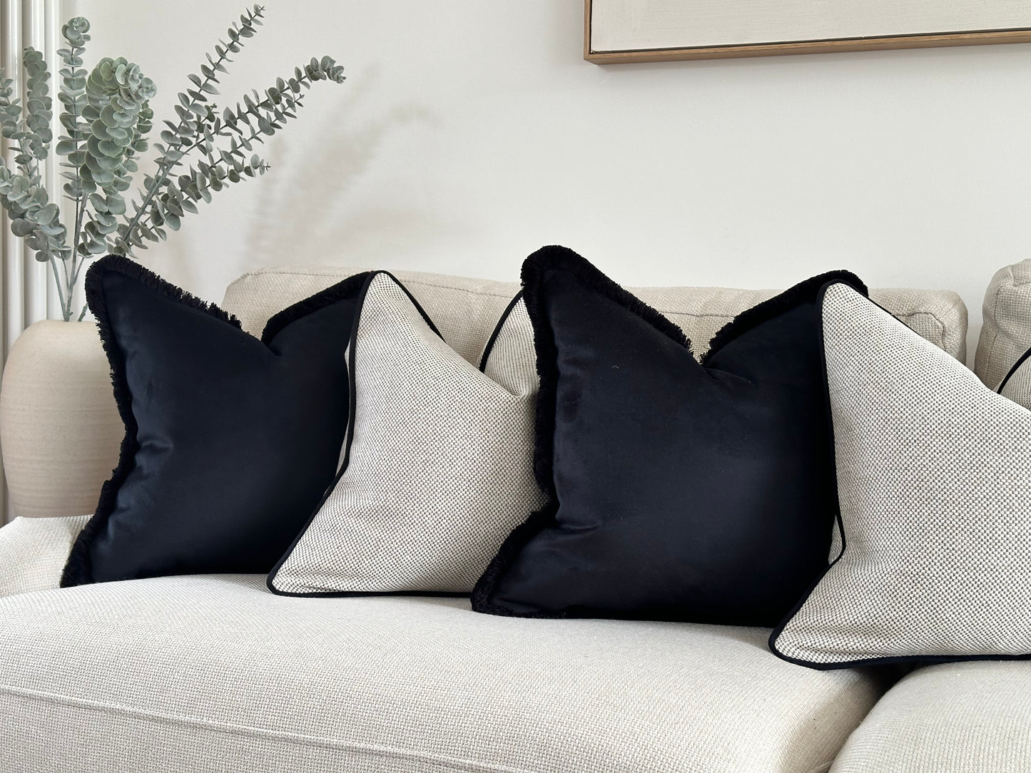 Luxury black and beige cushion set