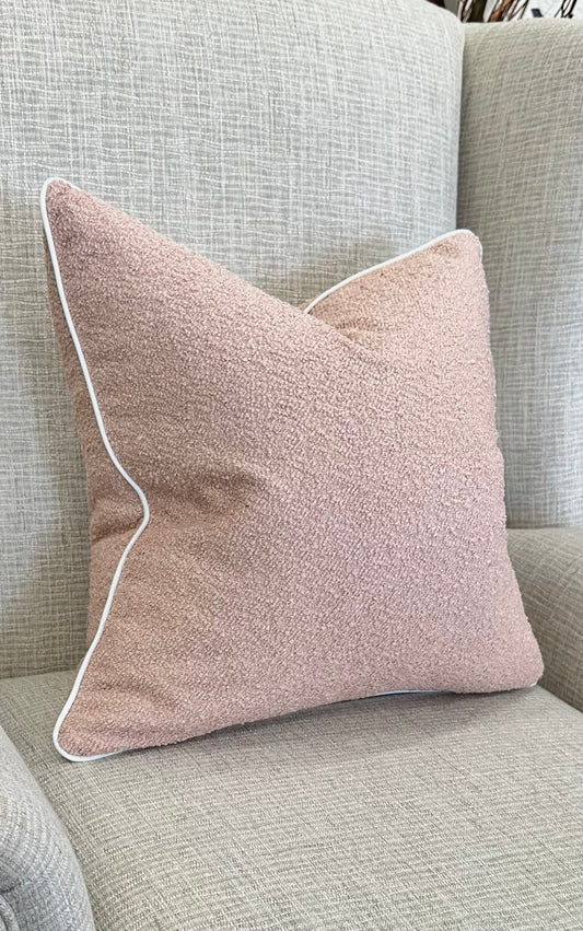 Girls nursery decor. Pink textured boucle cushion