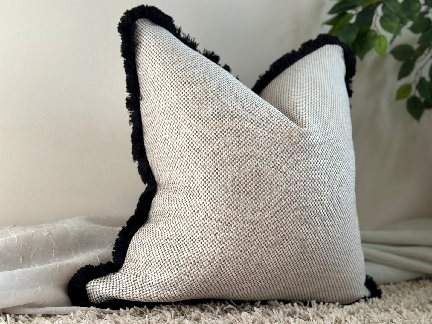 Modern farmhouse decor, textured weave pillow