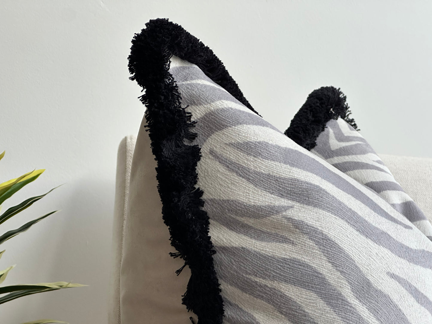 Zebra Cushion Cover with Fringe 45x45cm - Last one