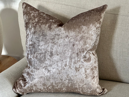 Dusty blush crushed velvet cushion