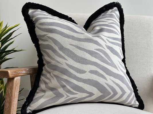 Zebra Cushion Cover with Fringe 45x45cm - Last one