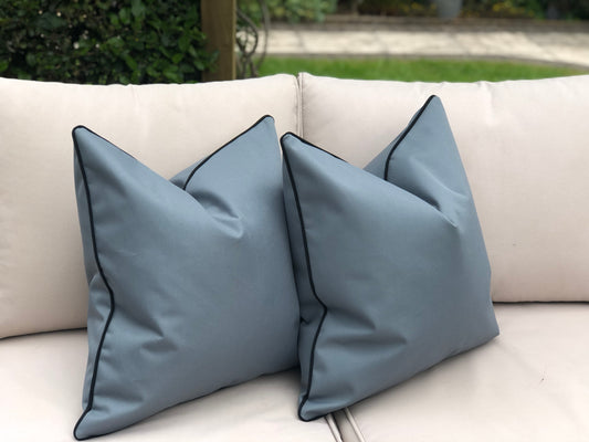 Grey outdoor cushion cover black piping 45x45cm - last 2