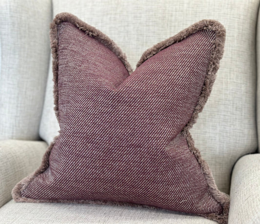 Aubergine Cushion Cover with Fringe 45x45cm - Last one