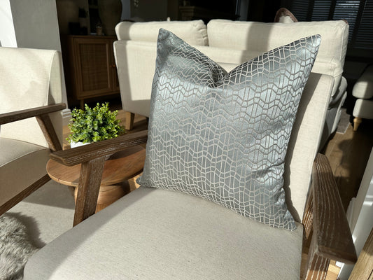 Grey Geometric luxury satin cushion