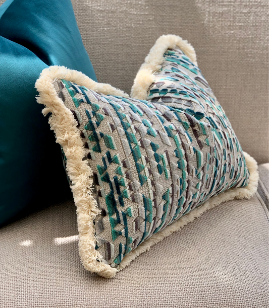 Luxury teal geometric cushion