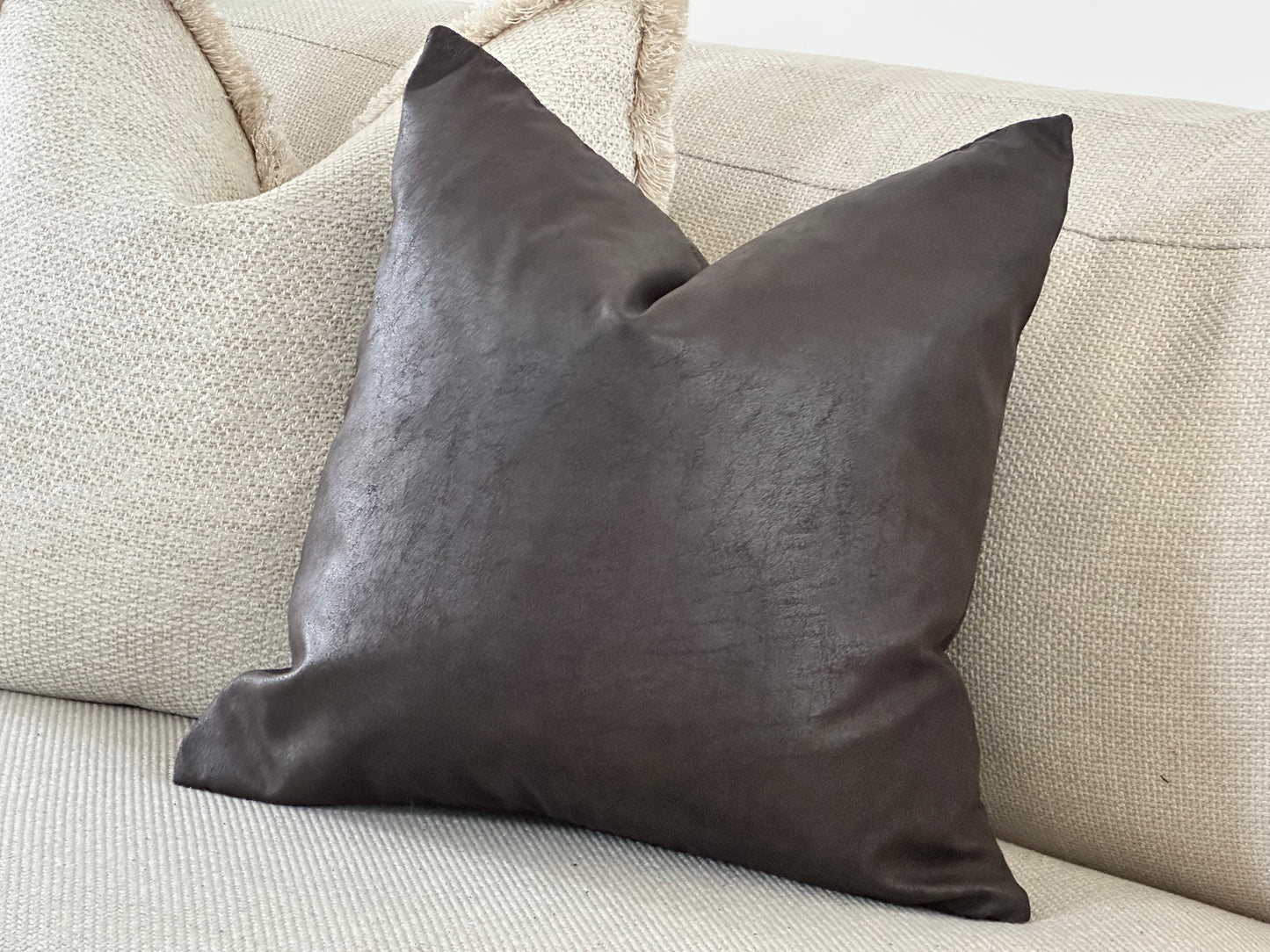 faux leather charoal pillow