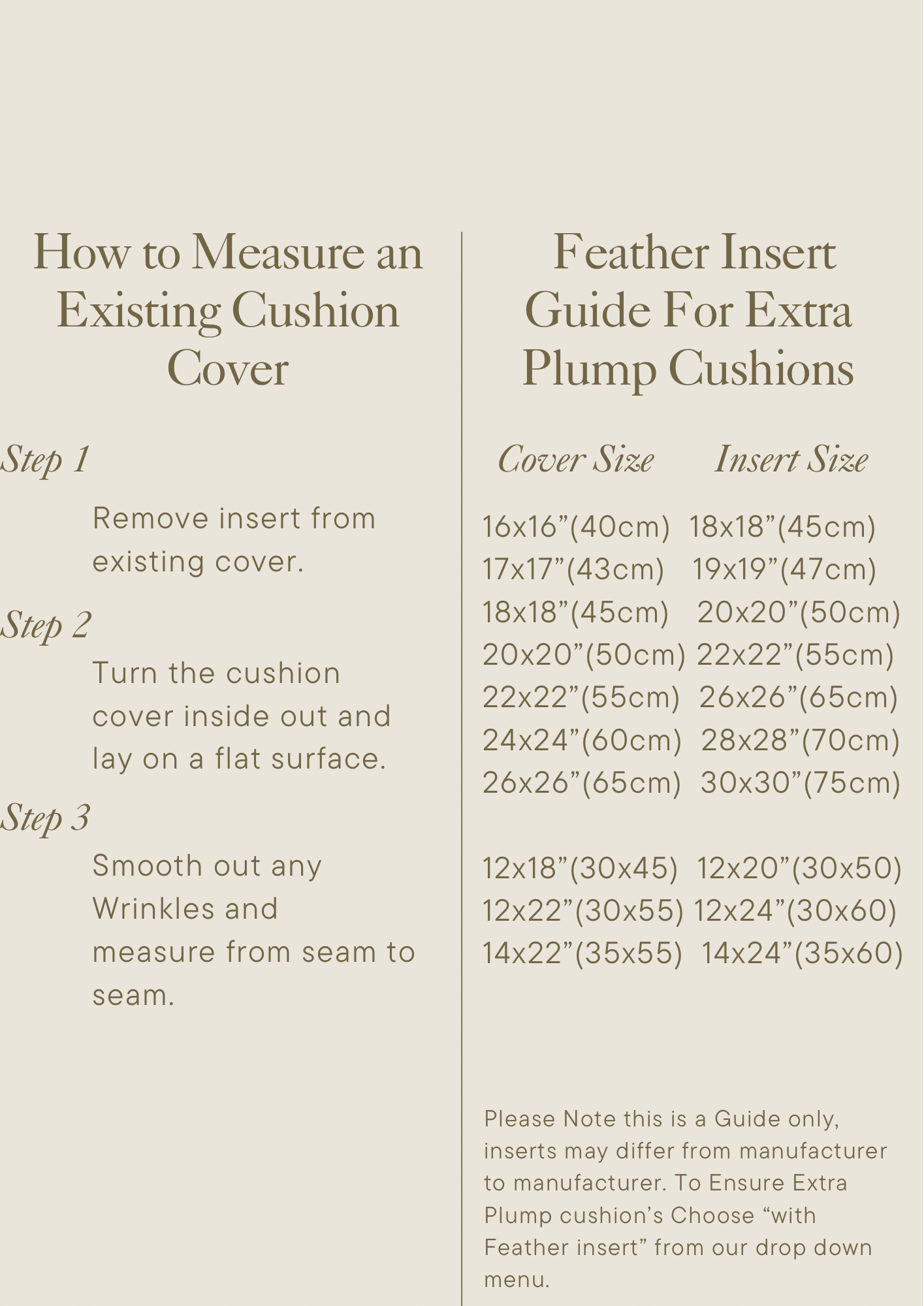 the instructions for how to measure an existing cushion