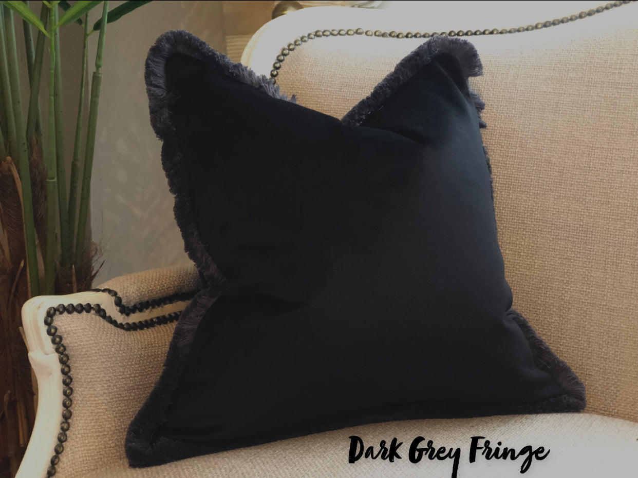 Black Cushion with Fringe Luxury Home Decor Shop Now thecosycushionshop