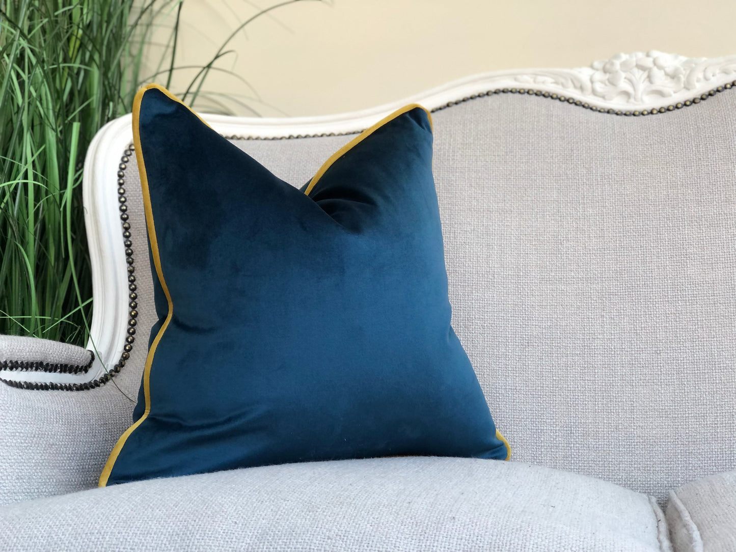 PACIFIC VELVET | Piped Cushion - More Sizes and Trim Colours