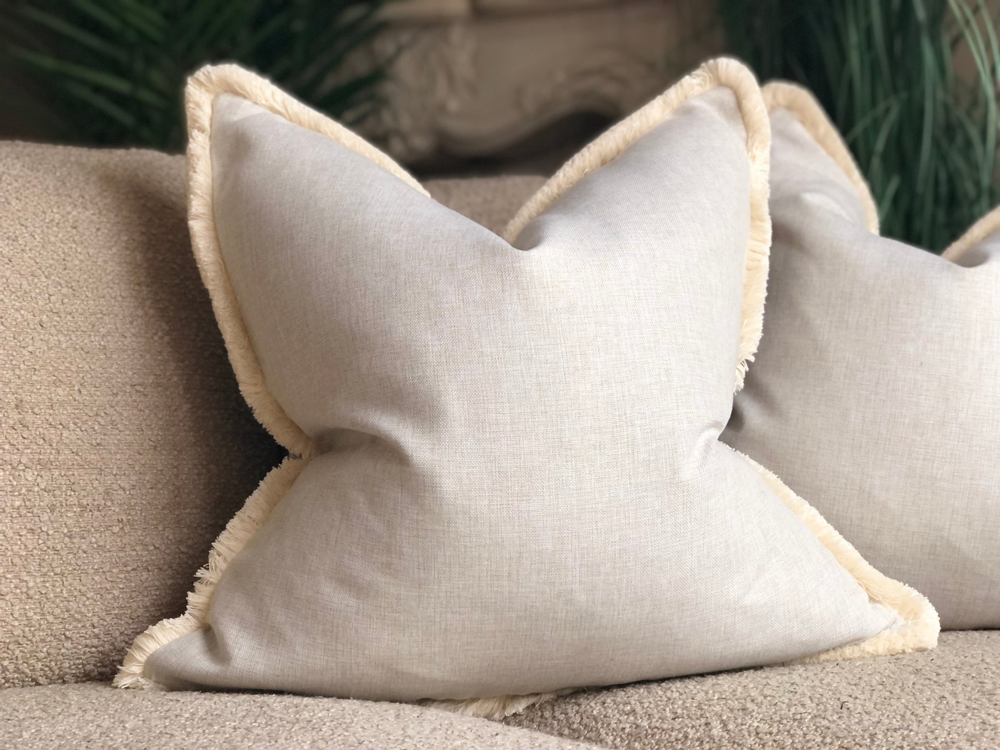 cream fringed cushion