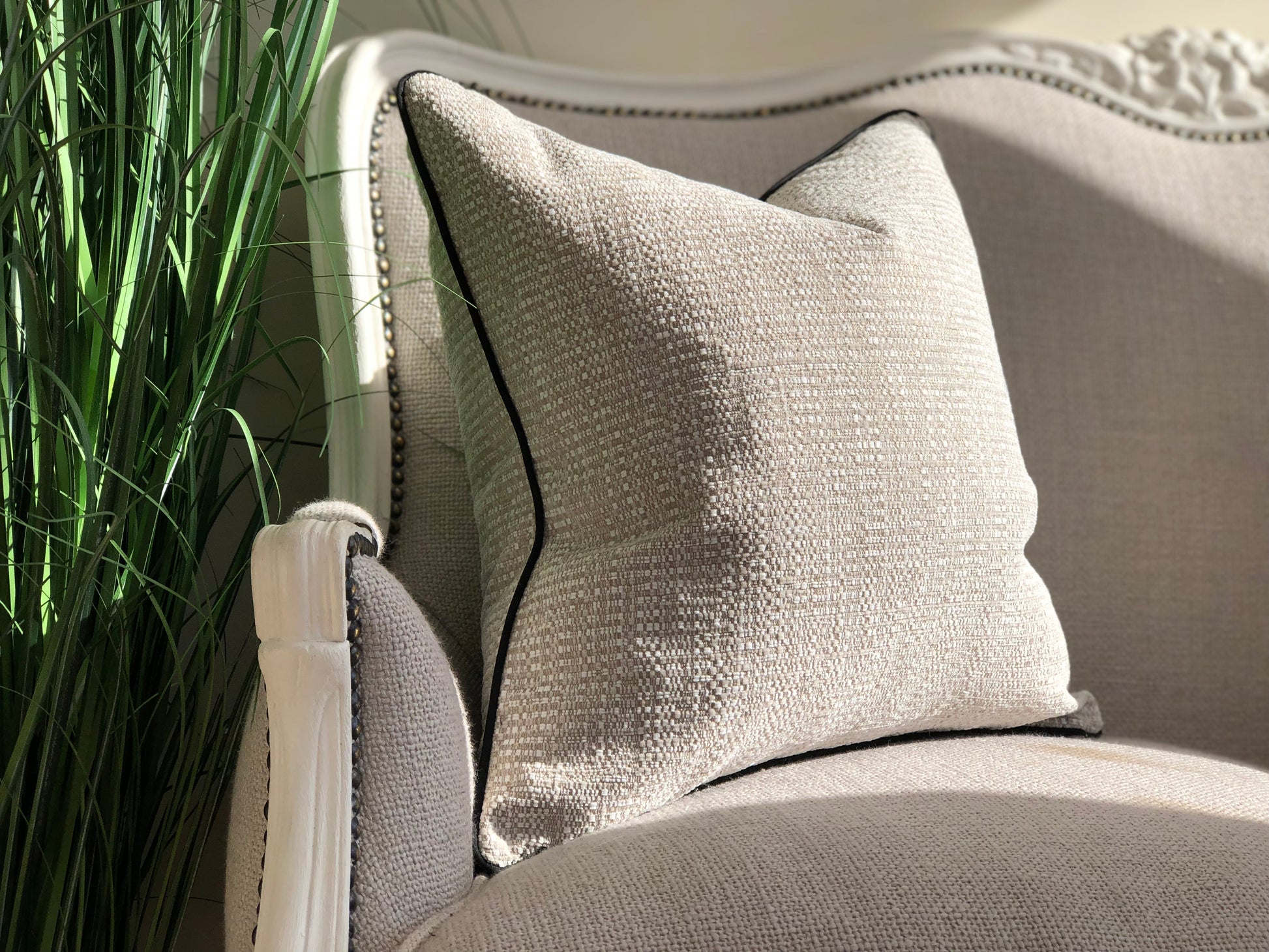 textured beige cushion