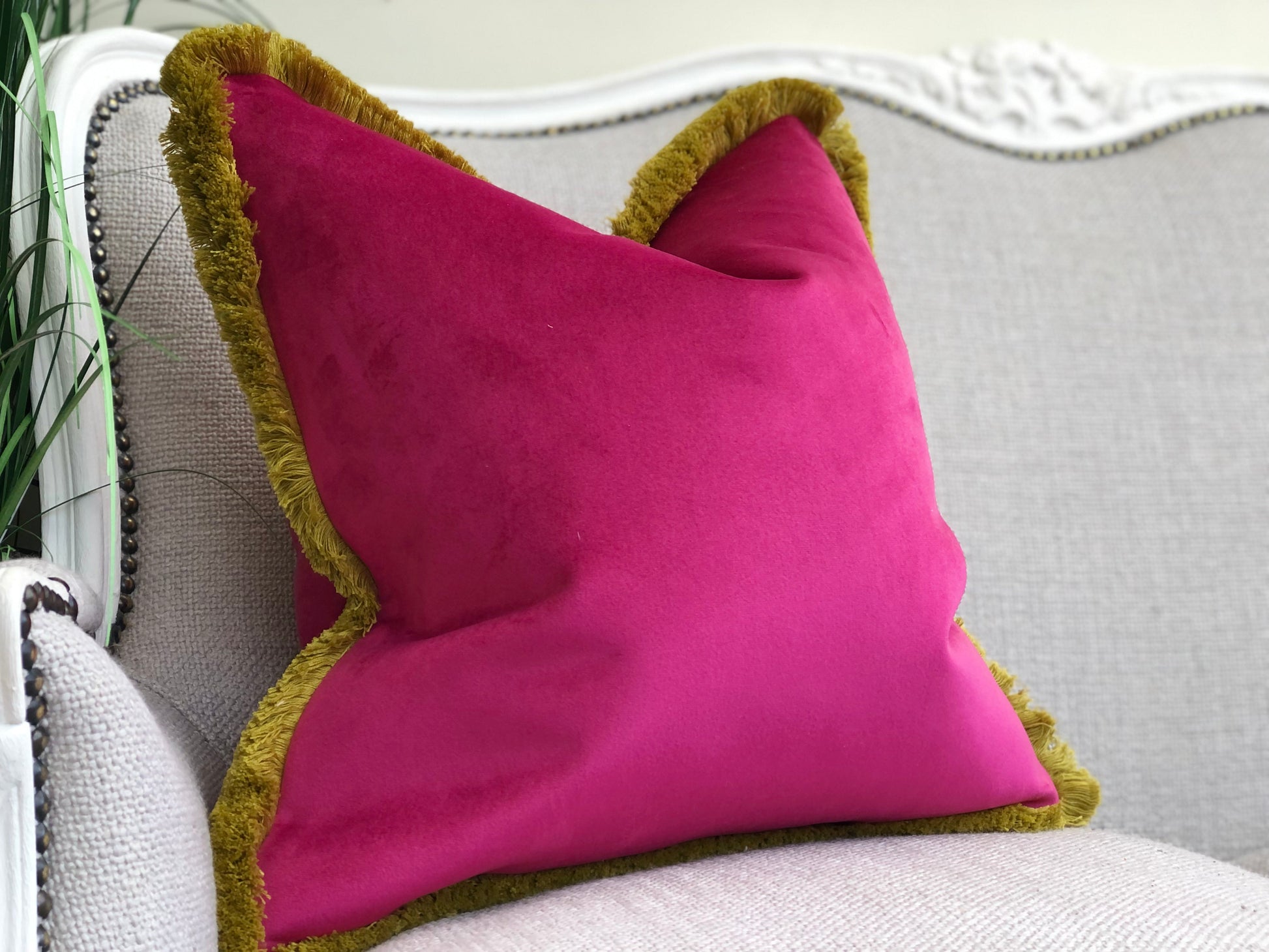 Cerise Pink Fringed Cushion Vibrant Home Decor Shop Now thecosycushionshop