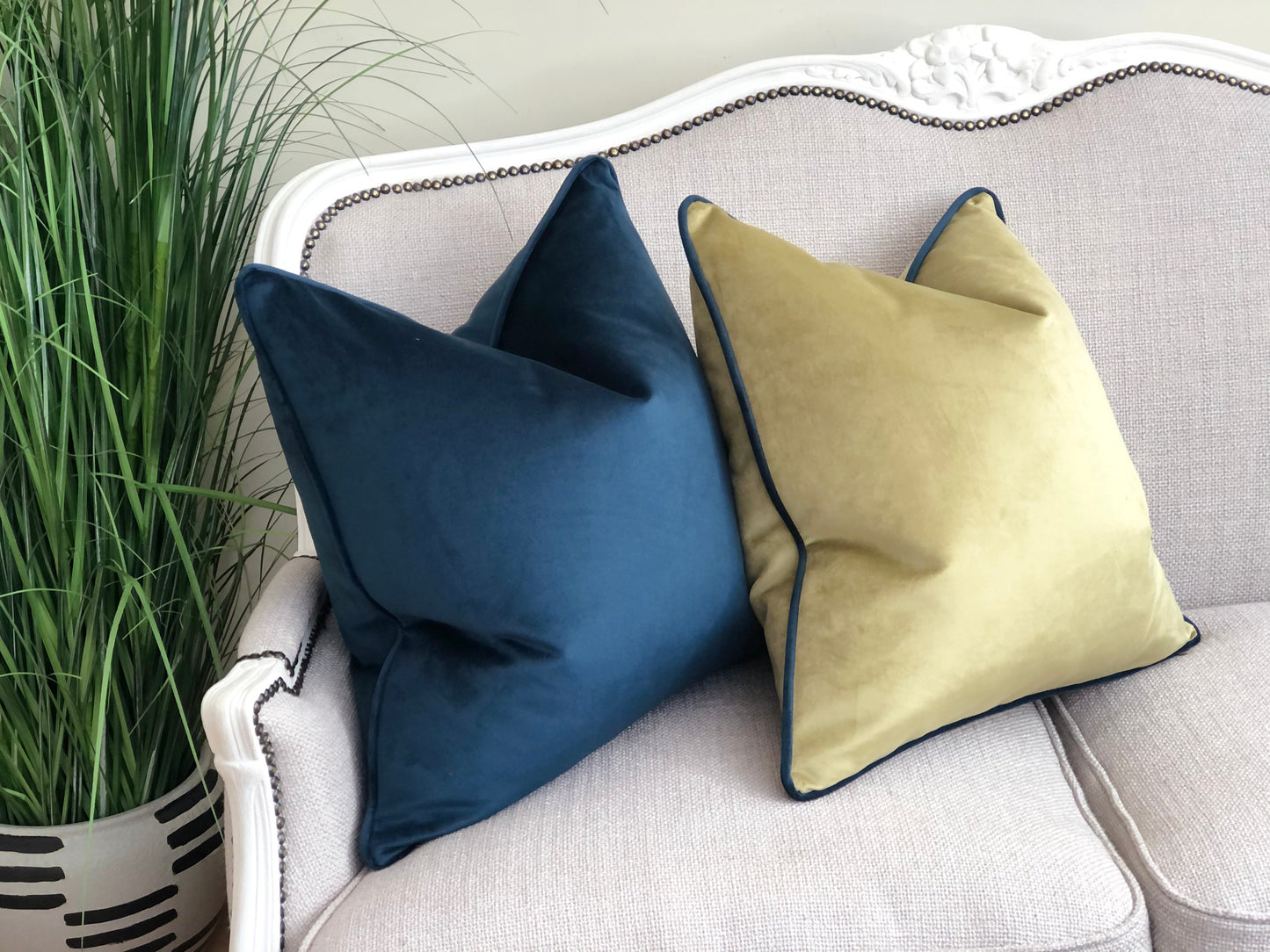 navy and green pillow