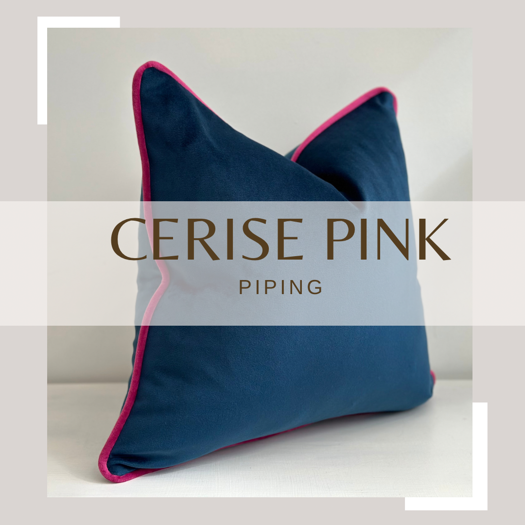 navy blue and pink cushion with piping