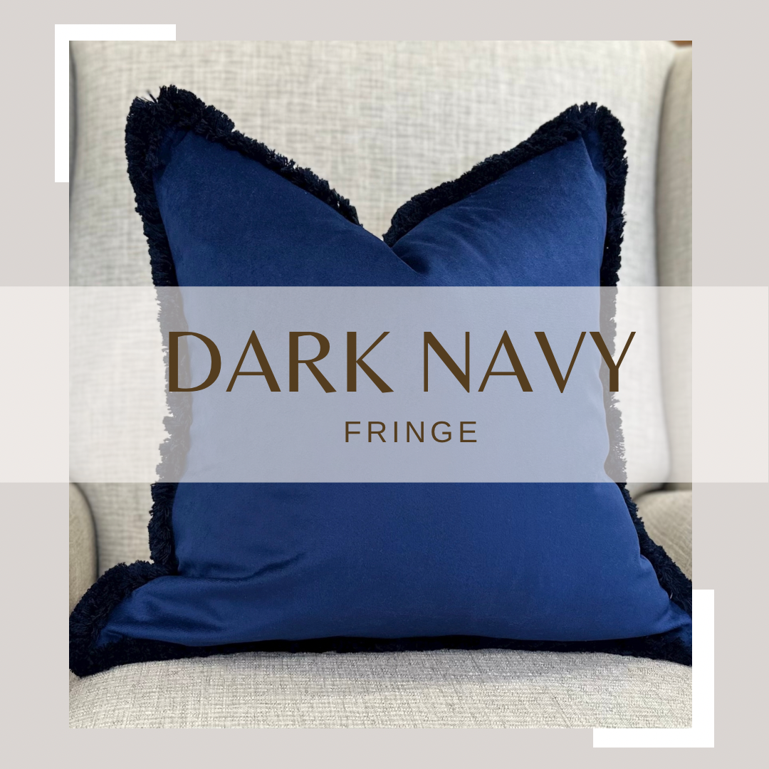 blue velvet fringed cushions