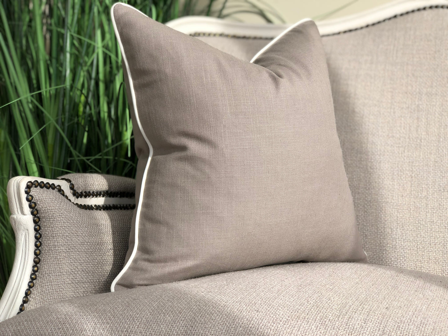 grey linen cushion