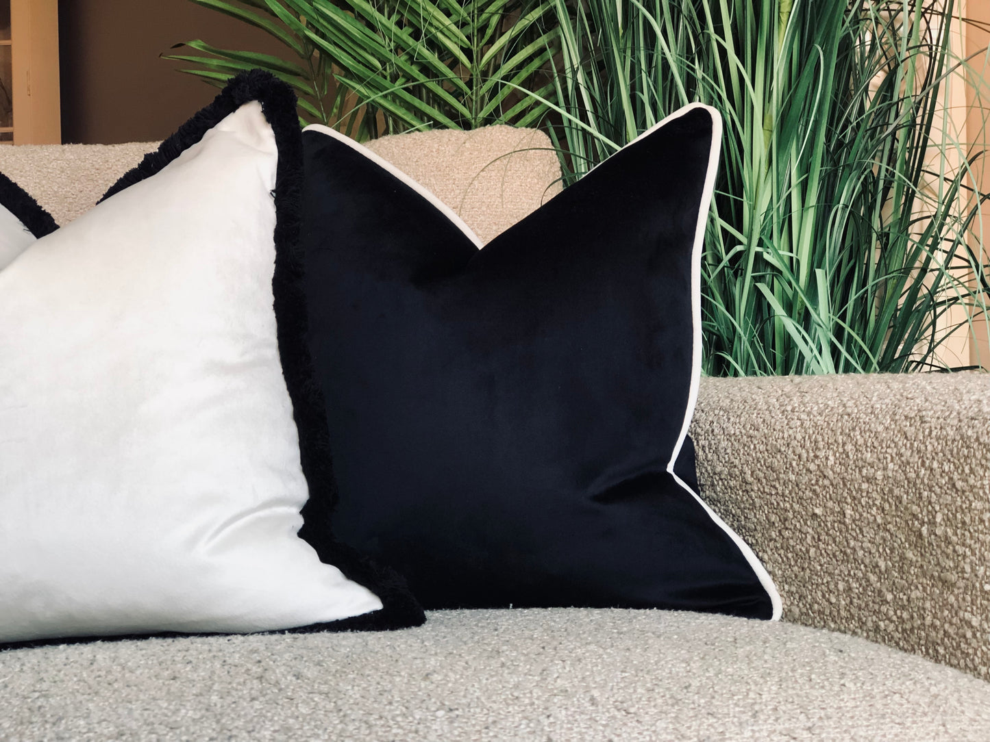 black velvet cushions