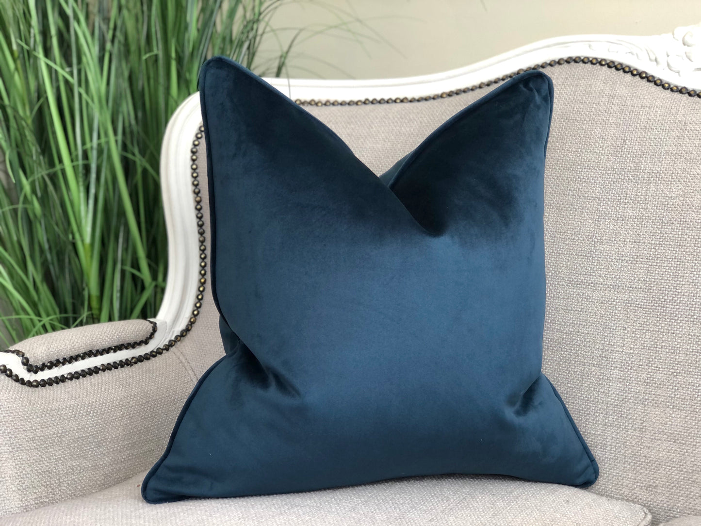 plain navy velvet cushion