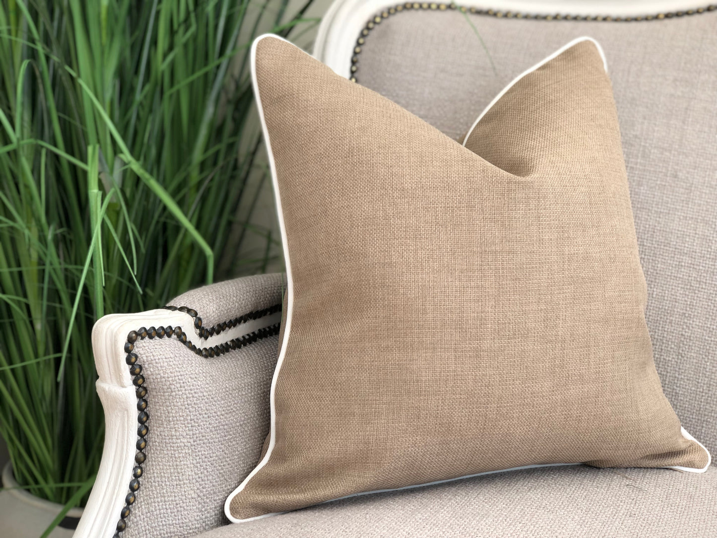 beige linen cushion