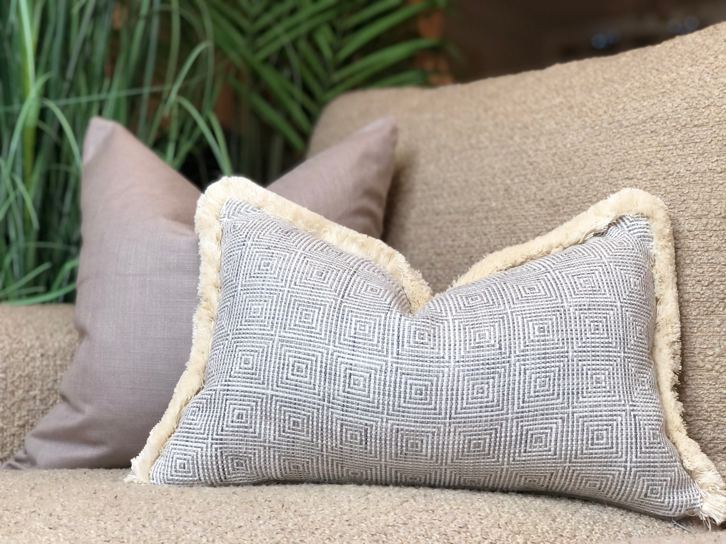 grey and cream cushion